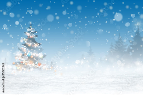 PAYSAGE AVEC SAPIN DE NOËL DÉCORÉ