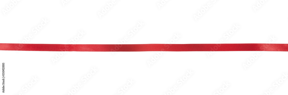 Red long ribbon close up. Png isolated with transparency