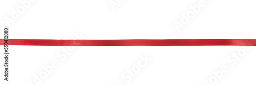 Red long ribbon close up. Png isolated with transparency