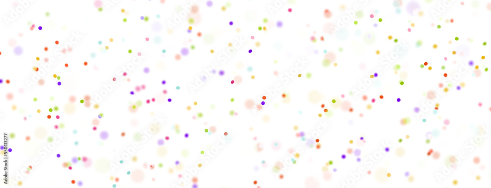  Colorful assorted confetti with serpentine on white