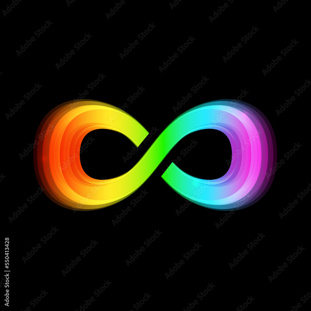 Colorful neon infinity symbol on black background - vector Stock Vector ...