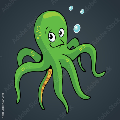 cartoon octopus with vector pro illustration © prodesignz22