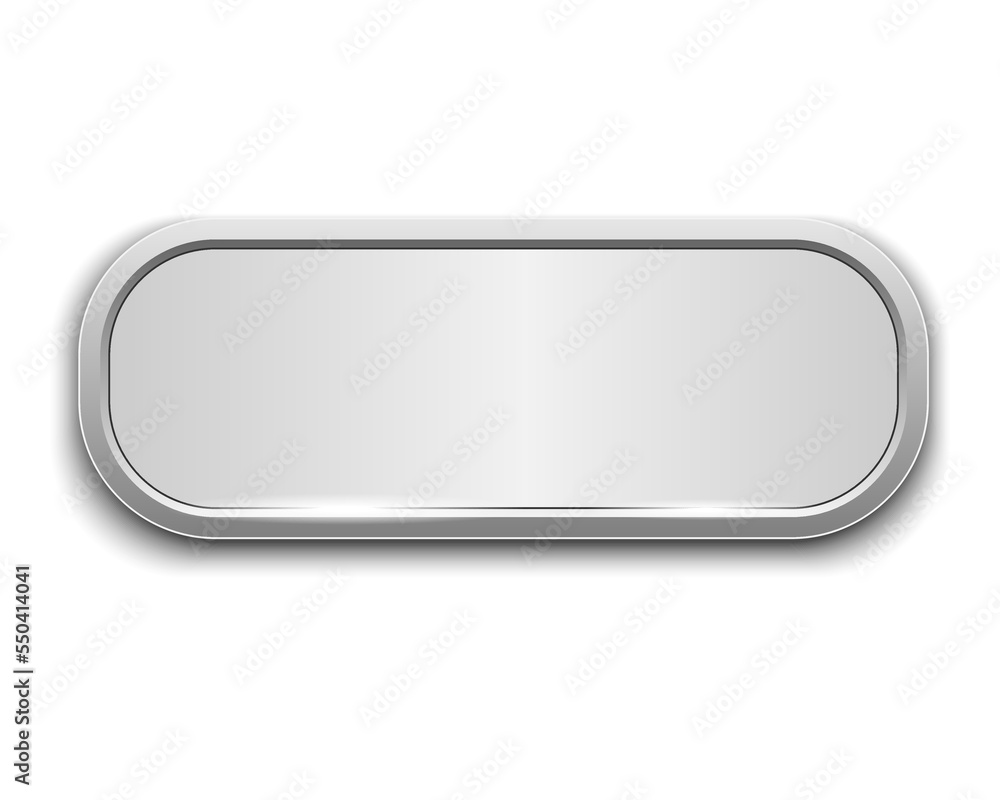 Silver ellipse button isolated on white background Silver ellipse button isolated on white background