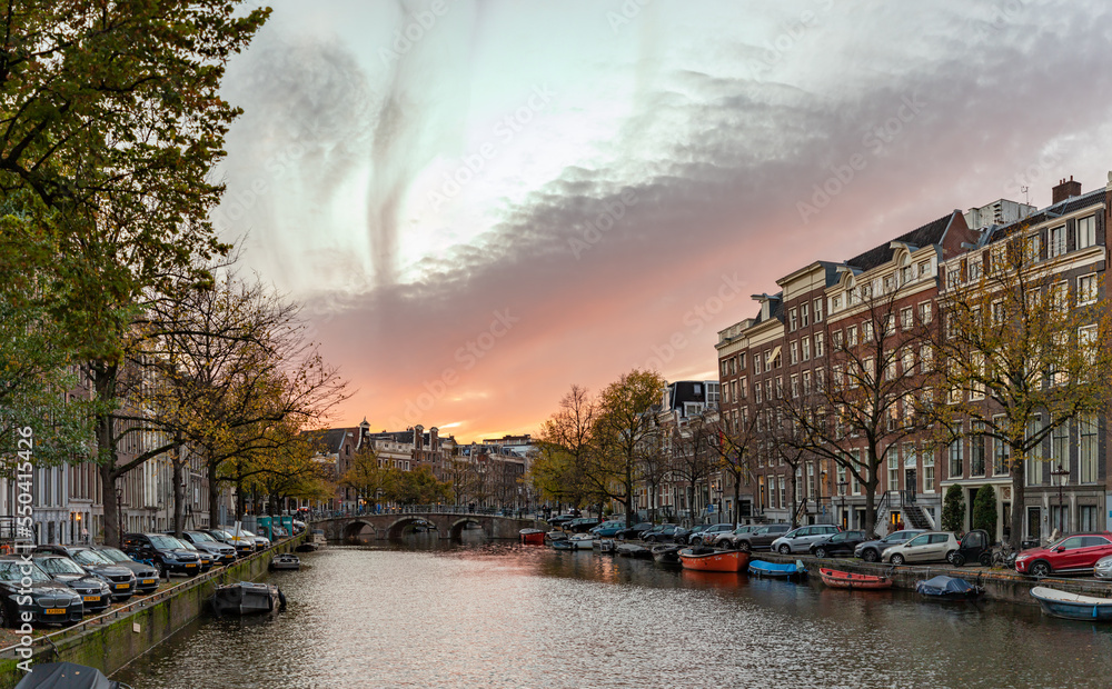 Amsterdam Canal at Sunset