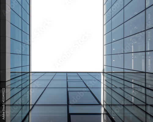 View to a modern office building windows isolated in transparent sky