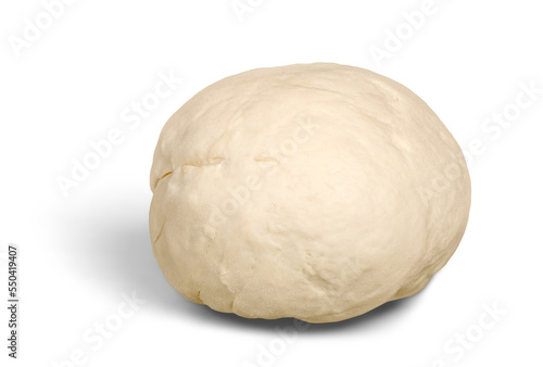 ball of raw dough over white background