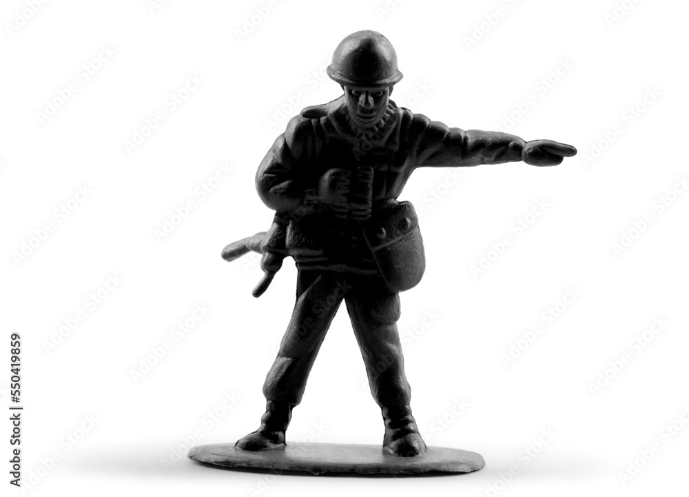 Black toy soldier giving orders