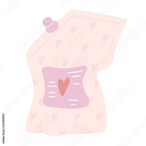 Doypack packaging with screw cap. Color vector illustration. Flat illustration of liquid soap packaging.