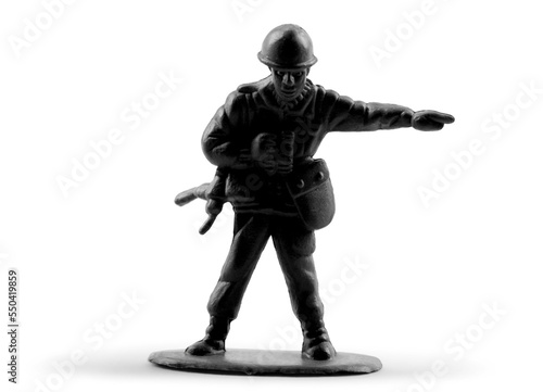 Black toy soldier giving orders
