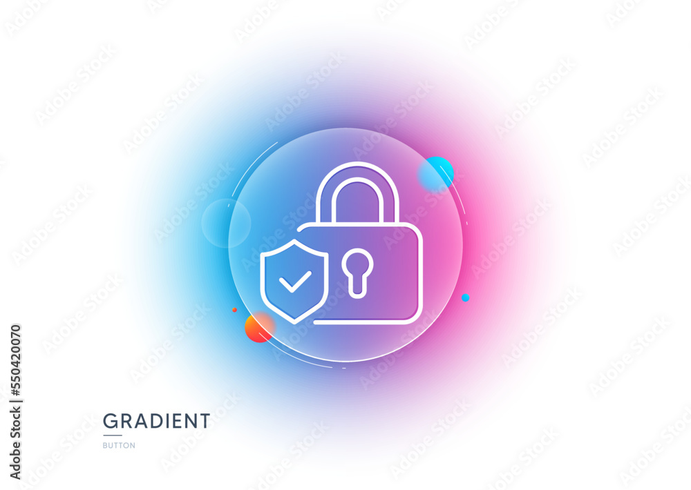 Security lock line icon. Gradient blur button with glassmorphism. Cyber defence shield sign. Private protection symbol. Transparent glass design. Security lock line icon. Vector Security lock line icon. Gradient blur button with glassmorphism. Cyber defence shield sign. Private protection symbol. Transparent glass design. Security lock line icon. Vector
