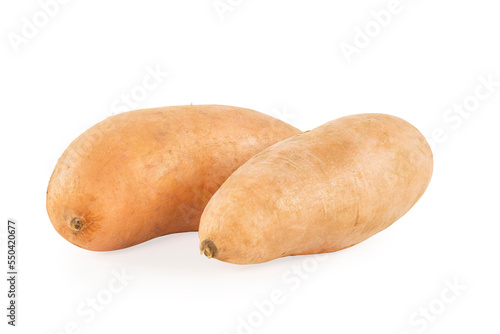 Two sweet potato tubers isolated with clipping path photo