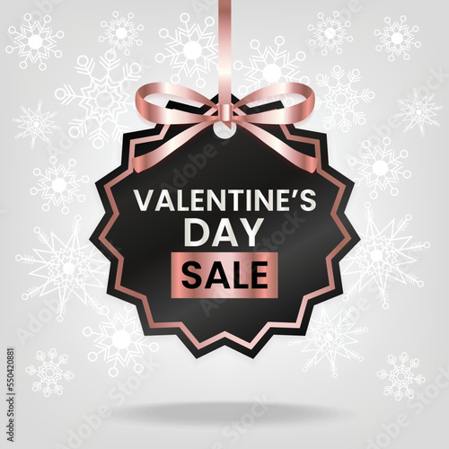 valentine's day sale price tag with pink ribbon