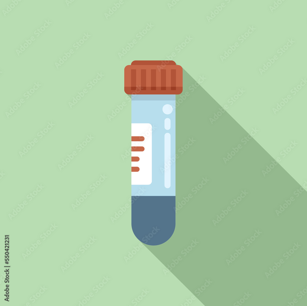 Test tube probe icon flat vector. Scientist lab. Chemistry genetic