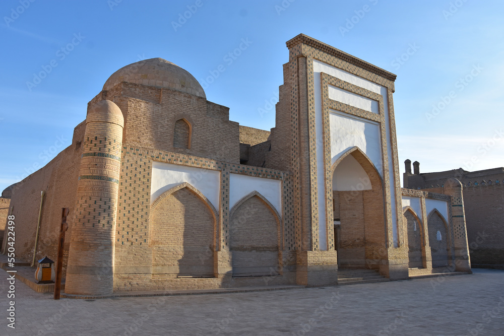 White madrasah in the old city of Khiva in Uzbekistan