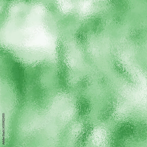 Stained glass light green and white shiny texture. Frosted glass surface. Abstract matte misted wet background with foil effect. Glitter icy texture. Vector illustration 