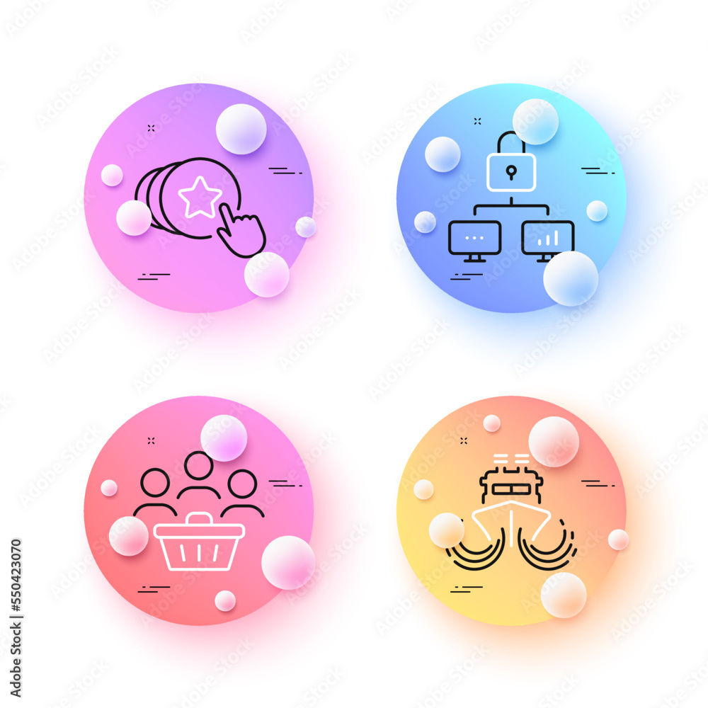 Buyers, Ship and Lock minimal line icons. 3d spheres or balls buttons. Hold heart icons. For web, application, printing. Shopping customers, Shipping watercraft, Network security. Love brand. Vector Buyers, Ship and Lock minimal line icons. 3d spheres or balls buttons. Hold heart icons. For web, application, printing. Shopping customers, Shipping watercraft, Network security. Love brand. Vector
