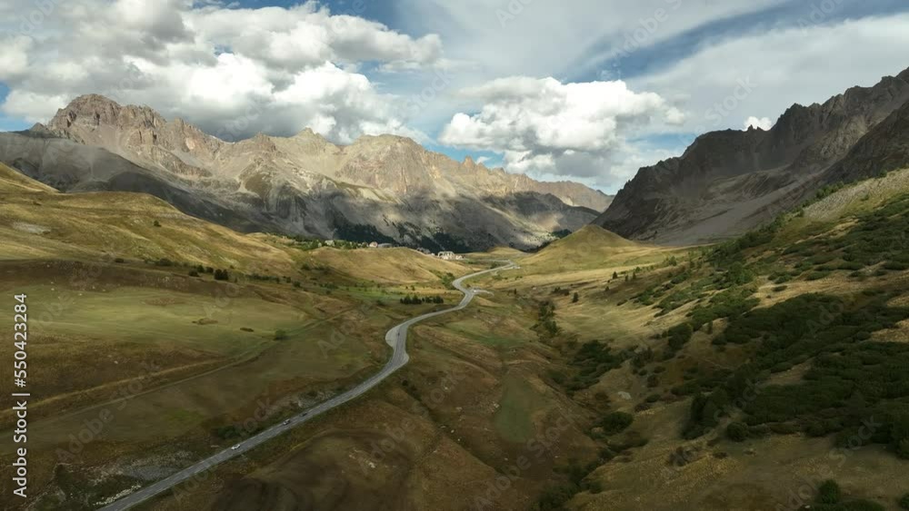 mountain road in the french alps large aerial shot scenic view romanche valley mountain road in the french alps large aerial shot scenic view romanche valley