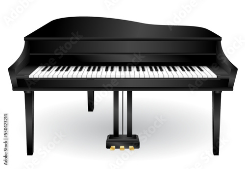 set of realistic keys of black piano or grand piano keys isolated. eps vector