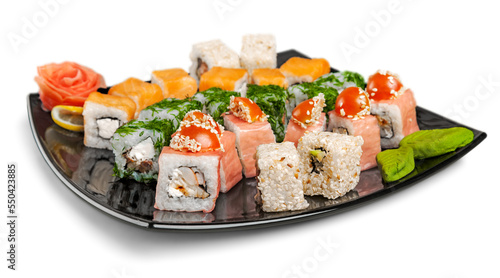 Maki-sushi on black plate