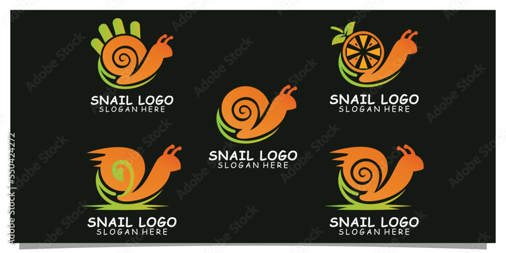 Set orange circle snail logo design inspiration simple concept with element Premium Vector Set orange circle snail logo design inspiration simple concept with element Premium Vector
