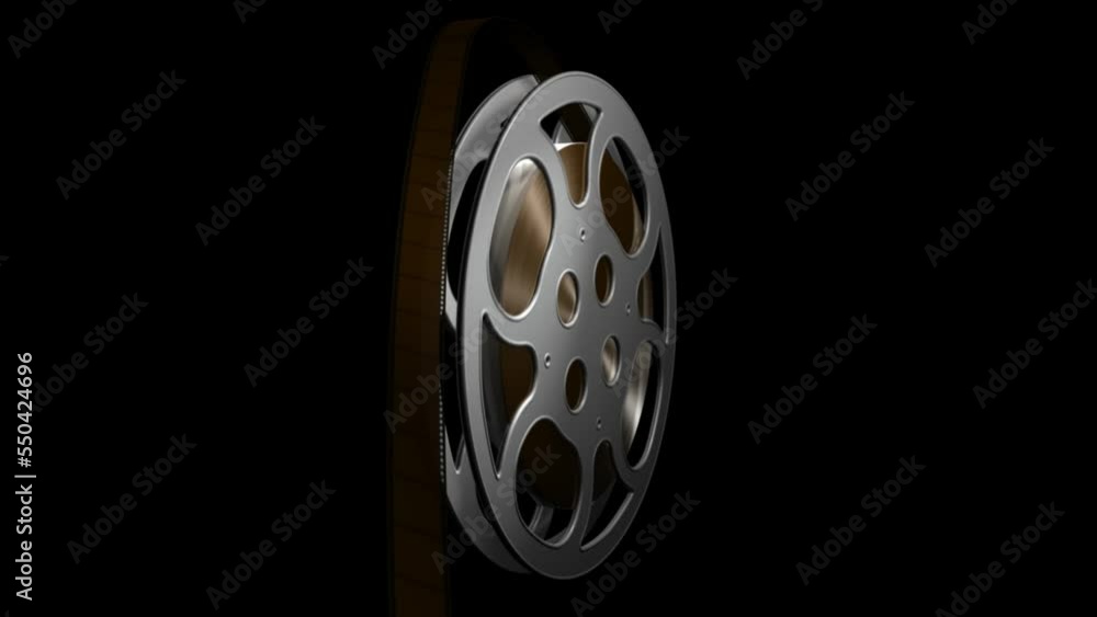 3D rotating film reel. Seamlessly loops with a built in alpha channel. 3D rotating film reel. Seamlessly loops with a built in alpha channel.