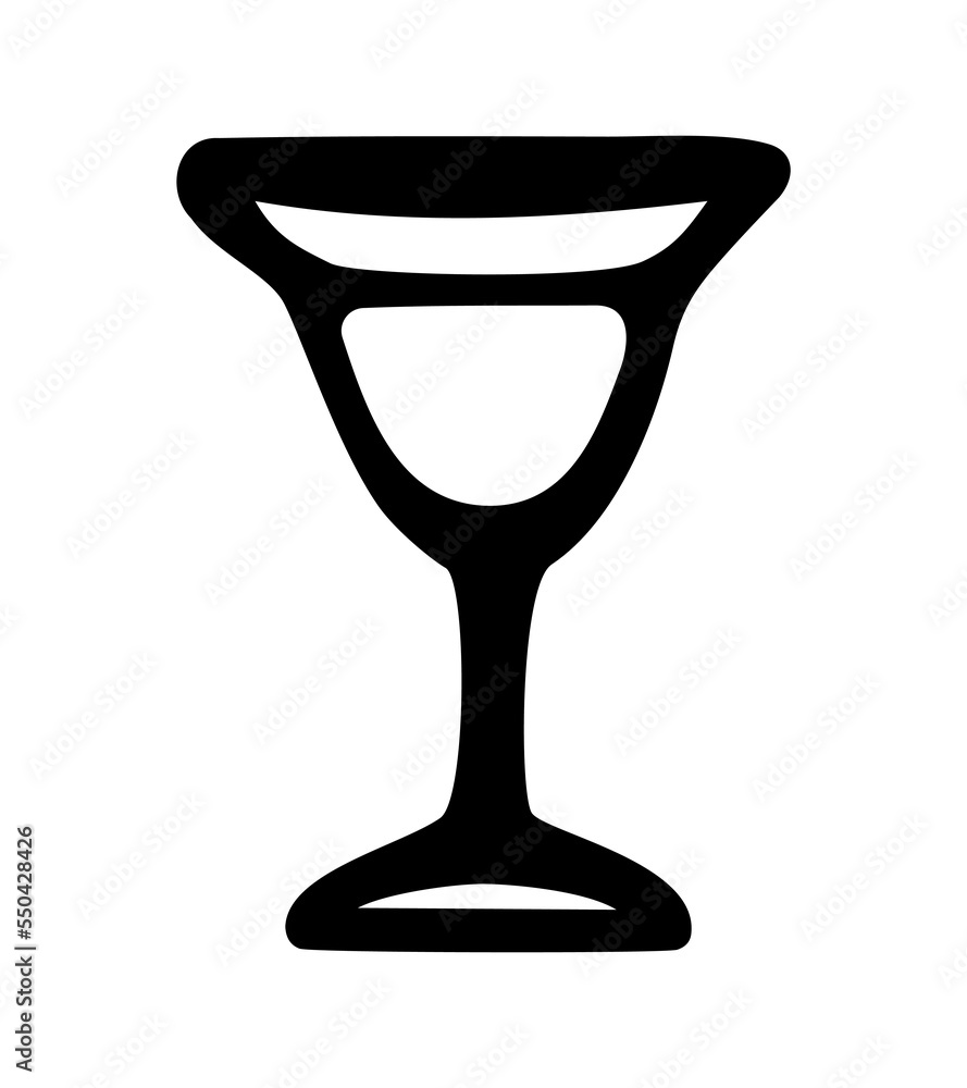 Vector outline martini alcohol glass icon isolated on white background. Bar or restaurant logo design element for menus, pubs, postcards, advertising. Flat vector silhouette in doodle style. Vector outline martini alcohol glass icon isolated on white background. Bar or restaurant logo design element for menus, pubs, postcards, advertising. Flat vector silhouette in doodle style.