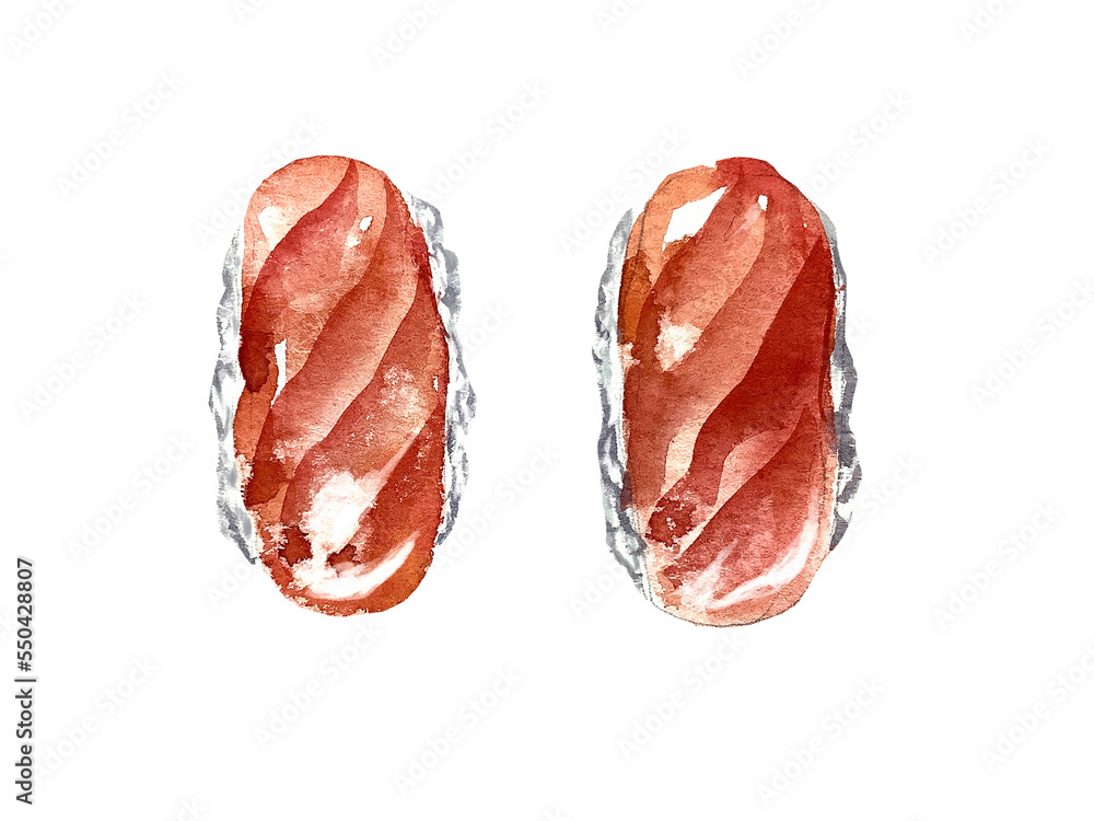 Sushi roll watercolor illustration asian japanese food lunch menu Sushi roll watercolor illustration asian japanese food lunch menu