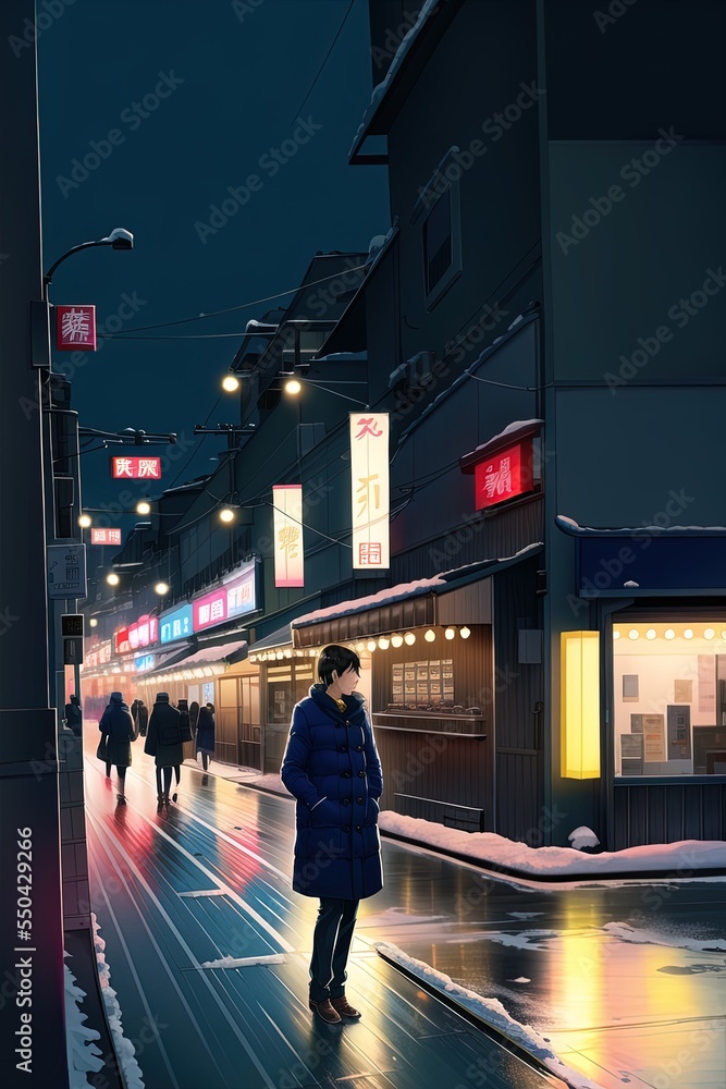 AI-generated Image Of A Winter Busy Street In Tokyo AI-generated Image Of A Winter Busy Street In Tokyo