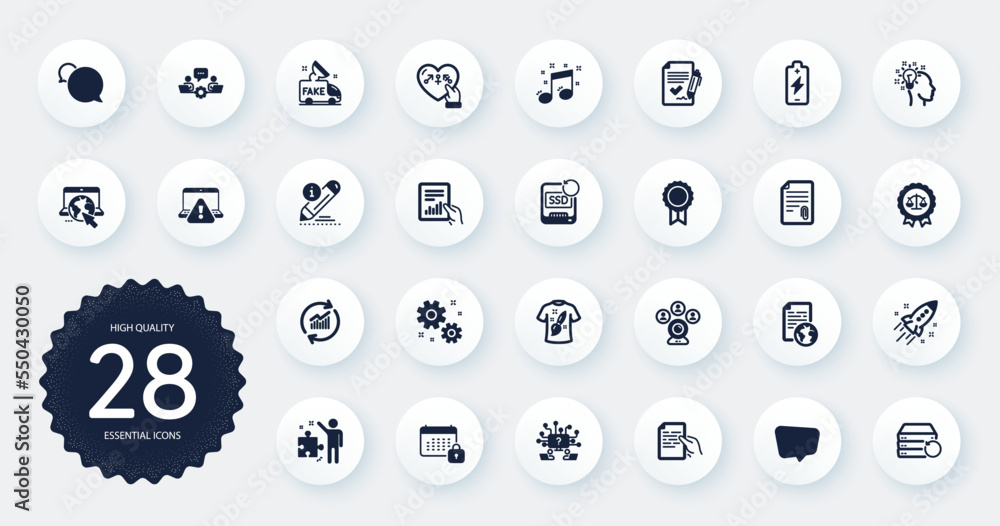 Set of Education icons, such as Recovery server, Messenger and Document flat icons. Justice scales, Chat message, Fake news web elements. Attachment, Approved agreement, Update data signs. Vector Set of Education icons, such as Recovery server, Messenger and Document flat icons. Justice scales, Chat message, Fake news web elements. Attachment, Approved agreement, Update data signs. Vector