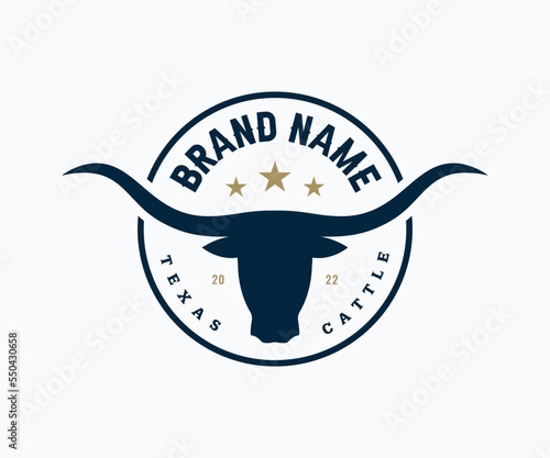 Longhorn bull head logo design. Bull head vector template