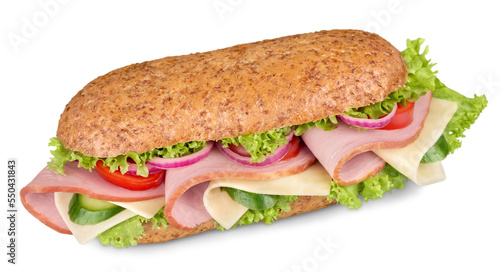 Fresh multi-grain turkey,chicken sub on white background © BillionPhotos.com