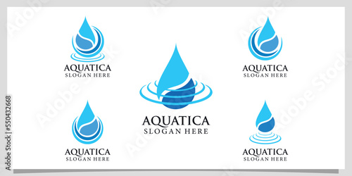Collection water logo design with splash effect simple concept Premium Vector
