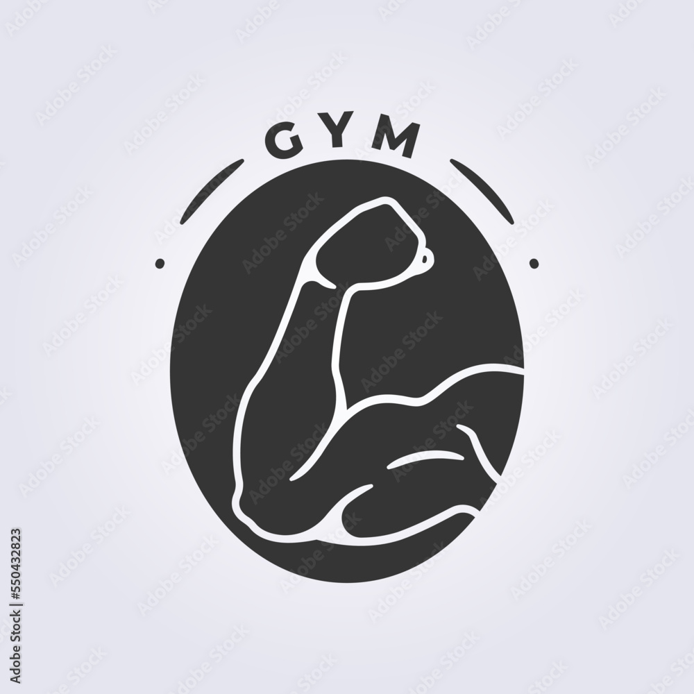 cutout muscle gym fitness logo vector outline illustration design nutrition protein icon logo