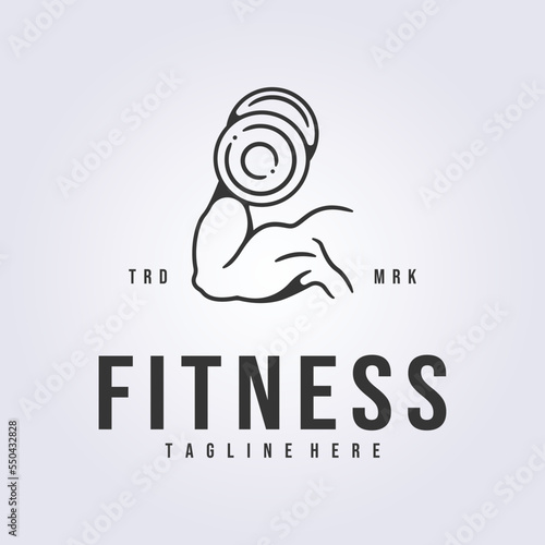 fitness gym workout logo monoline vector exercise icon symbol illustration design template