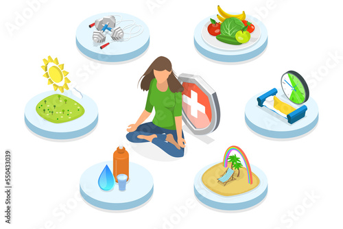 3D Isometric Flat  Conceptual Illustration of Immune Boosting photo