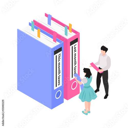 Isometric Accounting Folders Composition