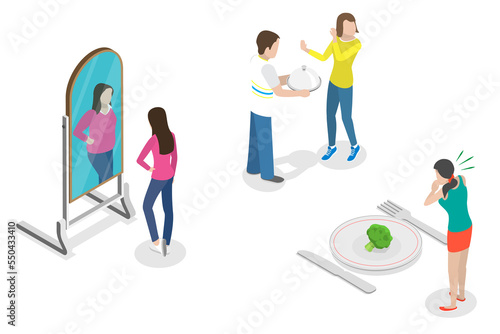 3D Isometric Flat  Conceptual Illustration of Anorexia Nervosa photo