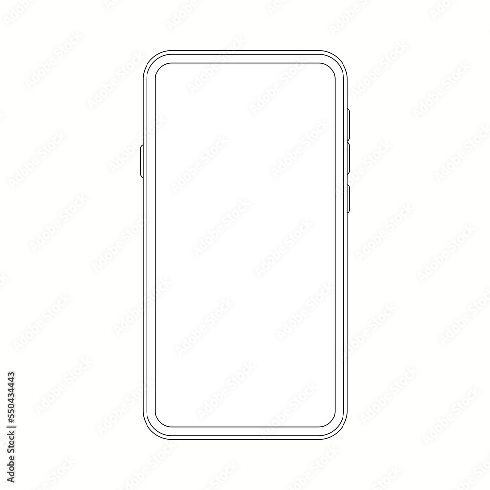 Contour line drawing of a modern smartphone. Elegant thin line stroke style design Contour line drawing of a modern smartphone. Elegant thin line stroke style design
