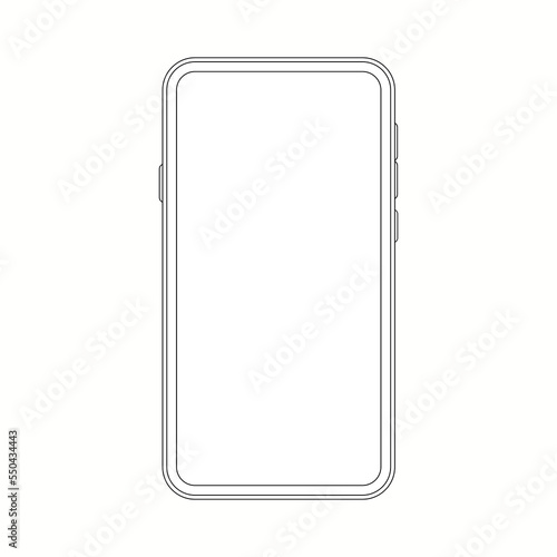 Contour line drawing of a modern smartphone. Elegant thin line stroke style design