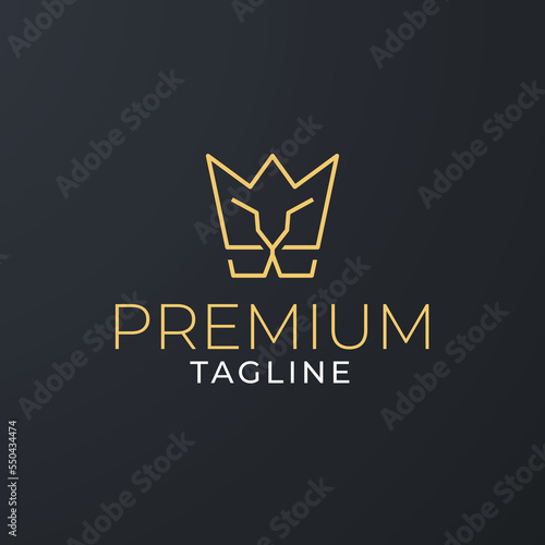 premium quality logo - lion plus crown