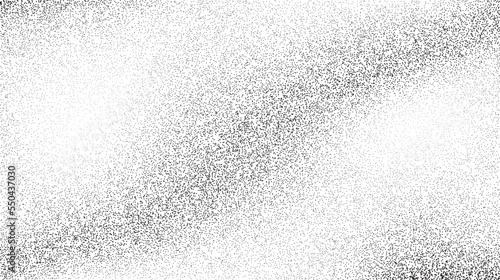 Grainy sand texture. Wavy stippled gradient background. Grunge noise dotwork wallpaper. Black dots, speckles, particles or granules. Vector 