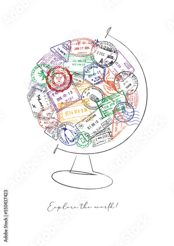 Passport stamp globe poster