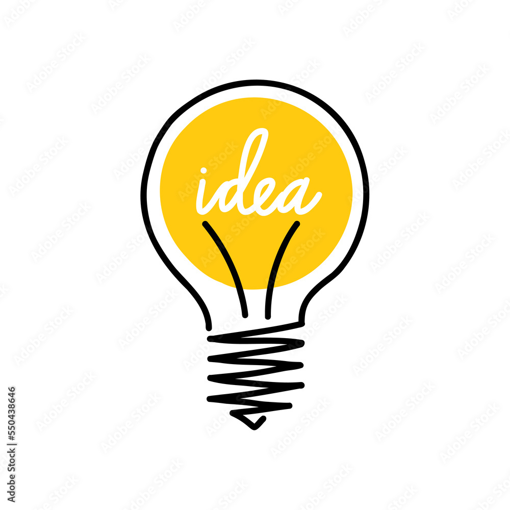 Good Idea Lettering with Bright Light Bulb 1631166 Vector Art at Vecteezy