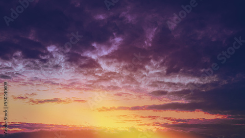 Amazing Natural Bright Dramatic Sky In Different Colours During Sunset Sunrise Time. Colorful Sky Background. Beauty In Nature. Amazing Beautiful Sunset Sunrise View With Violet Sky. Very Peri.
