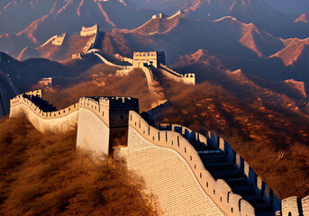 Leinwandbilder Chinesische Mauer Chinesische Mauer im sanften Licht  © Agnieszka