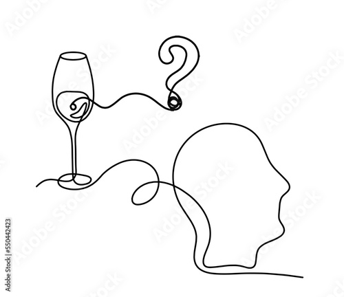 Drawing line wine with question mark on the white background. Vector