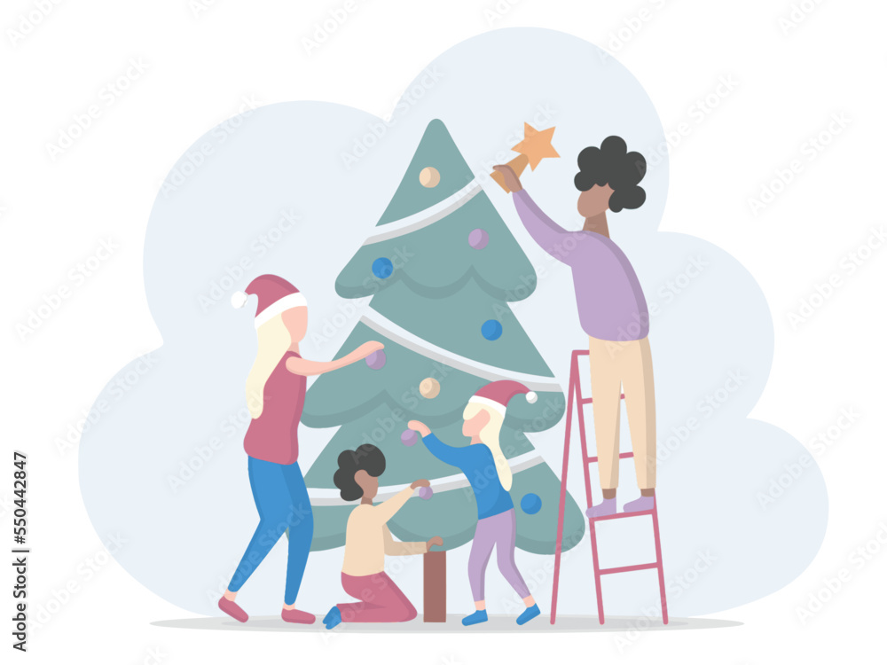 Merry Christmas Celebration Happy New Year Postcard Website illustration 2022