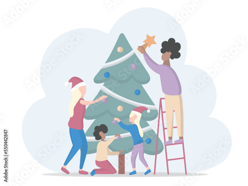 Merry Christmas Celebration Happy New Year Postcard Website illustration 2022