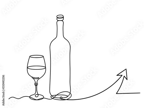 Drawing line wine with direction on the white background. Vector
