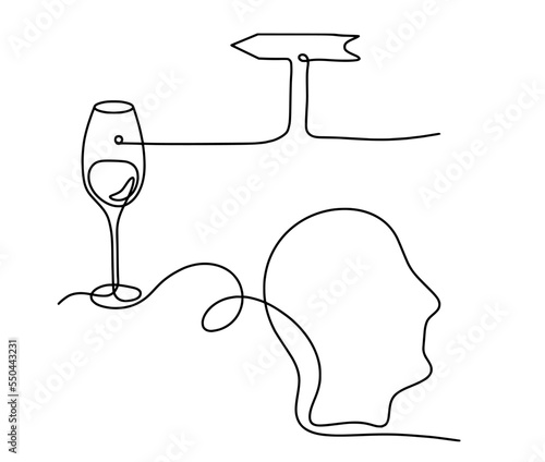 Drawing line wine with direction on the white background. Vector